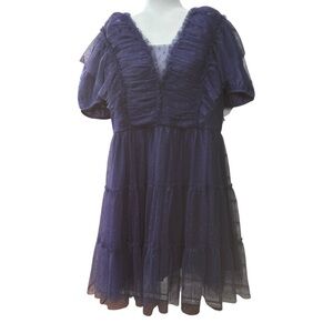 JessaKae Purple Flutter Sleeve V Neck NEW Mini Dress womens SZ 2X boho COSPLAY